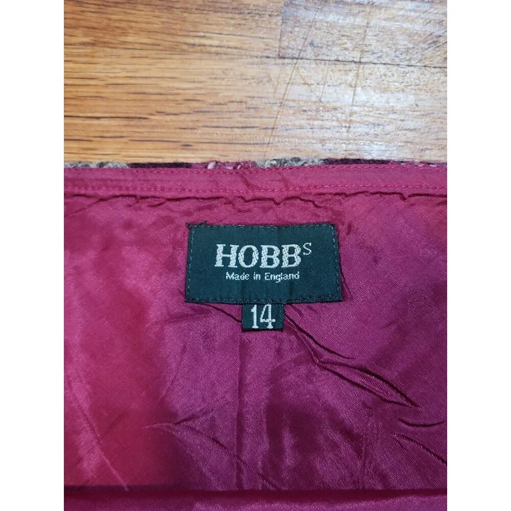 Hobbs‎ Made In England Pink Plaid Wool Blend Skirt Lined Size 14 (England)